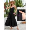 image:imageVFSHOW Womens Summer Spaghetti Strap V Neck Long Dress 2026 Casual Beach Vacation Wedding Guest Pockets Flowy A Line DressesBlack