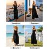 image:imageVFSHOW Womens Summer Spaghetti Strap V Neck Long Dress 2026 Casual Beach Vacation Wedding Guest Pockets Flowy A Line DressesBlack