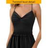 image:imageVFSHOW Womens Summer Spaghetti Strap V Neck Long Dress 2026 Casual Beach Vacation Wedding Guest Pockets Flowy A Line DressesBlack
