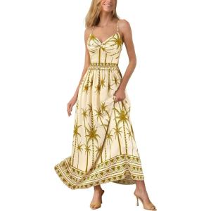 image:imageVFSHOW Womens Summer Spaghetti Strap V Neck Long Dress 2026 Casual Beach Vacation Wedding Guest Pockets Flowy A Line DressesBeige Floral
