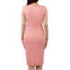 image:imageVFSHOW Womens Notch V Neck Ruched Ruffle 2023 Work Business Office Party Bodycon Pencil DressSalmon Pink
