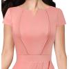 image:imageVFSHOW Womens Notch V Neck Ruched Ruffle 2023 Work Business Office Party Bodycon Pencil DressSalmon Pink