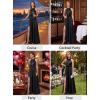 image:imageVFSHOW Womens 3D Floral Halter Satin Formal Evening Gown High Slit ALine Maxi Wedding Guest Party Bridesmaid Blouson DressBlack