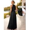 image:imageVFSHOW Womens 3D Floral Halter Satin Formal Evening Gown High Slit ALine Maxi Wedding Guest Party Bridesmaid Blouson DressBlack