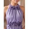 image:imageVFSHOW Womens 3D Floral Halter Satin Formal Evening Gown High Slit ALine Maxi Wedding Guest Party Bridesmaid Blouson DressLight Purple