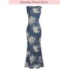 image:imageVFSHOW Womens Boat Neck Formal Bodycon Maxi Sleeveless Slim Fitted Wedding Guest Long Cocktail Mermaid DressBlue Floral Print