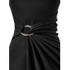 image:imageVFSHOW Womens Crisscross Halter Neck Cocktail Wedding Guest Ruched Bodycon Elegant Formal Party Evening Long Wrap DressBlack