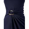 image:imageVFSHOW Womens Crisscross Halter Neck Cocktail Wedding Guest Ruched Bodycon Elegant Formal Party Evening Long Wrap DressDark Blue