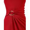 image:imageVFSHOW Womens Crisscross Halter Neck Cocktail Wedding Guest Ruched Bodycon Elegant Formal Party Evening Long Wrap DressRed