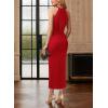 image:imageVFSHOW Womens Crisscross Halter Neck Cocktail Wedding Guest Ruched Bodycon Elegant Formal Party Evening Long Wrap DressRed