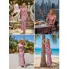 image:imageVFSHOW Womens Elegant Halter Neck Formal Bodycon Fitted Wedding Guest Long Cocktail Evening Mermaid Maxi DressPink Purple Floral Print