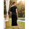 image:imageVFSHOW Womens One Shoulder Formal Wedding Guest Pleated Maxi Dress Elegant Off Shoulder Tie Waist Long Cocktail Evening GownBlack