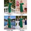 image:imageVFSHOW Womens One Shoulder Formal Wedding Guest Pleated Maxi Dress Elegant Off Shoulder Tie Waist Long Cocktail Evening GownGreen