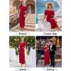 image:imageVFSHOW Womens One Shoulder Formal Wedding Guest Pleated Maxi Dress Elegant Off Shoulder Tie Waist Long Cocktail Evening GownRed