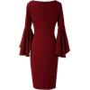 image:imageVFSHOW Womens Ruffle Bell Sleeves Business Cocktail Party Sheath Dress 1707 RED XL