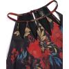 image:imageVFSHOW Womens Sexy Cut Out Halter Semi Formal Wedding Guest Bodycon Long Cocktail Party Mermaid DressBlack With Red Floral Print