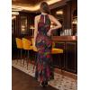 image:imageVFSHOW Womens Sexy Cut Out Halter Semi Formal Wedding Guest Bodycon Long Cocktail Party Mermaid DressBlack With Red Floral Print