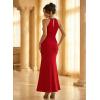 image:imageVFSHOW Womens Sexy Cut Out Halter Semi Formal Wedding Guest Bodycon Long Cocktail Party Mermaid DressRed