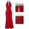 image:imageVFSHOW Womens Sexy Cut Out Halter Semi Formal Wedding Guest Bodycon Long Cocktail Party Mermaid DressRed