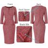 image:imageVFSHOW Womens Wear to Work Front Zipper V Neck Peplum Business Office Church Flattering Pencil Sheath DressRed Tweed