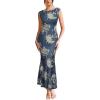 image:imageVFSHOW Womens Boat Neck Formal Bodycon Maxi Sleeveless Slim Fitted Wedding Guest Long Cocktail Mermaid DressBlue Floral Print