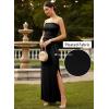 image:imageVFSHOW Womens Strapless Formal Prom Maxi Dress 2026 Pleated Smocked Ruffle Tube Wedding Guest Dresses Side Slit Evening GownBlack