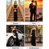 image:imageVFSHOW Womens Strapless Formal Prom Maxi Dress 2026 Pleated Smocked Ruffle Tube Wedding Guest Dresses Side Slit Evening GownBlack