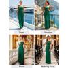 image:imageVFSHOW Womens Strapless Formal Prom Maxi Dress 2026 Pleated Smocked Ruffle Tube Wedding Guest Dresses Side Slit Evening GownGreen