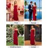 image:imageVFSHOW Womens Strapless Formal Prom Maxi Dress 2026 Pleated Smocked Ruffle Tube Wedding Guest Dresses Side Slit Evening GownRed