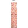 image:imageVFSHOW Womens 2025 Sexy Backless Formal Tube Bodycon Maxi Dress Strapless Side Slit Beach Wedding Guest Long Cocktail DressesPink and Yellow Floral Print