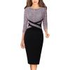 image:imageVFSHOW Womens Work Business Casual 34 Sleeve Slimming Fitted Front Zipper Crisscross Waist Office Party Pencil Sheath DressPink and Black Tweed  Black