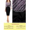 image:imageVFSHOW Womens Work Business Casual 34 Sleeve Slimming Fitted Front Zipper Crisscross Waist Office Party Pencil Sheath DressPink and Black Tweed  Black
