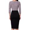 image:imageVFSHOW Womens Work Business Casual 34 Sleeve Slimming Fitted Front Zipper Crisscross Waist Office Party Pencil Sheath DressPink and Black Tweed  Black