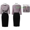 image:imageVFSHOW Womens Work Business Casual 34 Sleeve Slimming Fitted Front Zipper Crisscross Waist Office Party Pencil Sheath DressPink and Black Tweed  Black