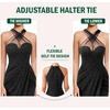 image:imageVFSHOW Womens Crisscross Halter Neck Formal Prom Dresses 2026 Ruched Bodycon High Slit Black Tie Gala Maxi Dress Evening GownSparkly Black