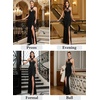 image:imageVFSHOW Womens Crisscross Halter Neck Formal Prom Dresses 2026 Ruched Bodycon High Slit Black Tie Gala Maxi Dress Evening GownSparkly Black