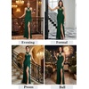 image:imageVFSHOW Womens Crisscross Halter Neck Formal Prom Dresses 2026 Ruched Bodycon High Slit Black Tie Gala Maxi Dress Evening GownSparkly Green