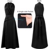 image:imageVFSHOW Womens Elegant Cocktail Wedding Guest Long Dress 2026 Smocked V Neck Sleeveless Pocket Tie Waist A Line DressBlack