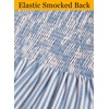 image:imageVFSHOW Womens Elegant Cocktail Wedding Guest Long Dress 2026 Smocked V Neck Sleeveless Pocket Tie Waist A Line DressBlue and White Striped
