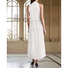 image:imageVFSHOW Womens Elegant Cocktail Wedding Guest Long Dress 2026 Smocked V Neck Sleeveless Pocket Tie Waist A Line DressWhite