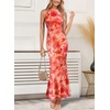 image:imageVFSHOW Womens Elegant Floral Halter Neck Formal Bodycon Maxi Dress Printed Mesh Fitted Wedding Guest Night Out Long Cocktail Evening Mermaid Dresses Orange XXXLarge 12582 ORG 3XL
