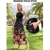 image:imageVFSHOW Womens Keyhole Halter Neck Formal Wedding Guest Elegant Ruffle Cocktail Evening Party Pocket A Line Long DressBlack Multi Floral Print