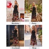 image:imageVFSHOW Womens Keyhole Halter Neck Formal Wedding Guest Elegant Ruffle Cocktail Evening Party Pocket A Line Long DressBlack Multi Floral Print