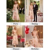 image:imageVFSHOW Womens Keyhole Halter Neck Formal Wedding Guest Elegant Ruffle Cocktail Evening Party Pocket A Line Long DressNude Pink Floral Print