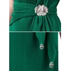 image:imageVFSHOW Womens One Shoulder Cocktail Wedding Guest Midi Dress 2026 Short Sleeve Pleated Off Shoulder Tie Waist Party DressesGreen