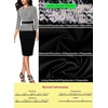 image:imageVFSHOW Womens Pleated Crew Neck Peplum Slim Work Business Dress Elegant 34 Sleeves Office Church Bodycon Pencil Sheath DressBlack Beige Tweed Plaid  Black