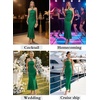 image:imageVFSHOW Womens Sexy Halter Neck Formal Bodycon Crisscross Ruched Fitted Wedding Guest Long Cocktail Evening Party DressGreen