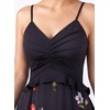 image:imageVFSHOW Womens Spaghetti Strap Formal Wedding Guest Ruched V Neck Ruffle Cocktail Evening Party Pocket A Line Long DressBlack Multi Floral Print