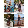 image:imageVFSHOW Womens Spaghetti Strap Formal Wedding Guest Ruched V Neck Ruffle Cocktail Evening Party Pocket A Line Long DressBlack Multi Floral Print