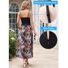 image:imageVFSHOW Womens Spaghetti Strap Formal Wedding Guest Ruched V Neck Ruffle Cocktail Evening Party Pocket A Line Long DressBlack and Geometric Patchwork